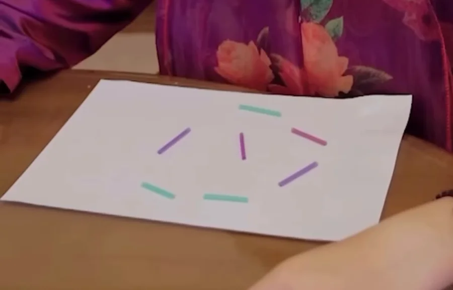 Coloured straws arranged in a ring on a sheet of paper during the Intuition Process Level 2