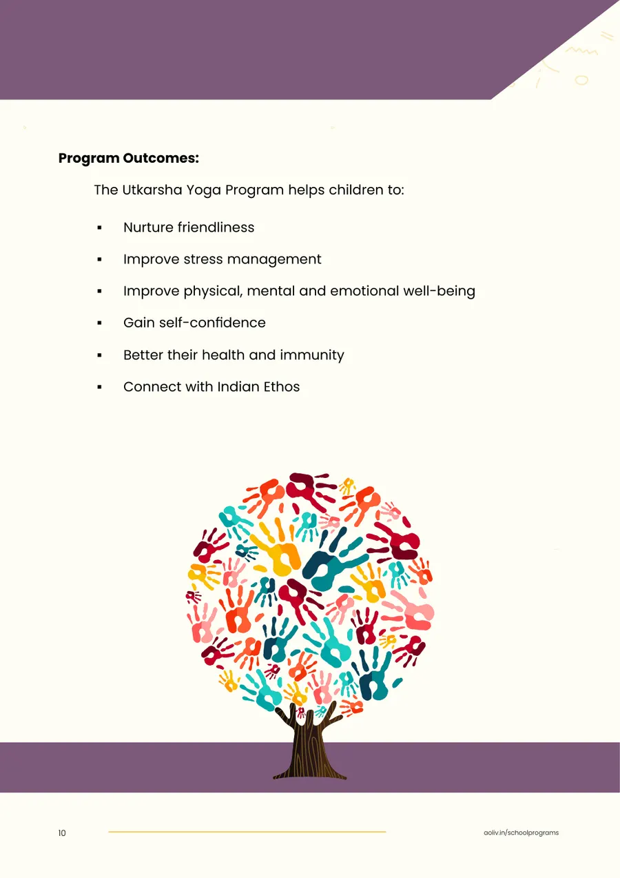 Proposal page 12: Utkarsha Yoga program outcomes