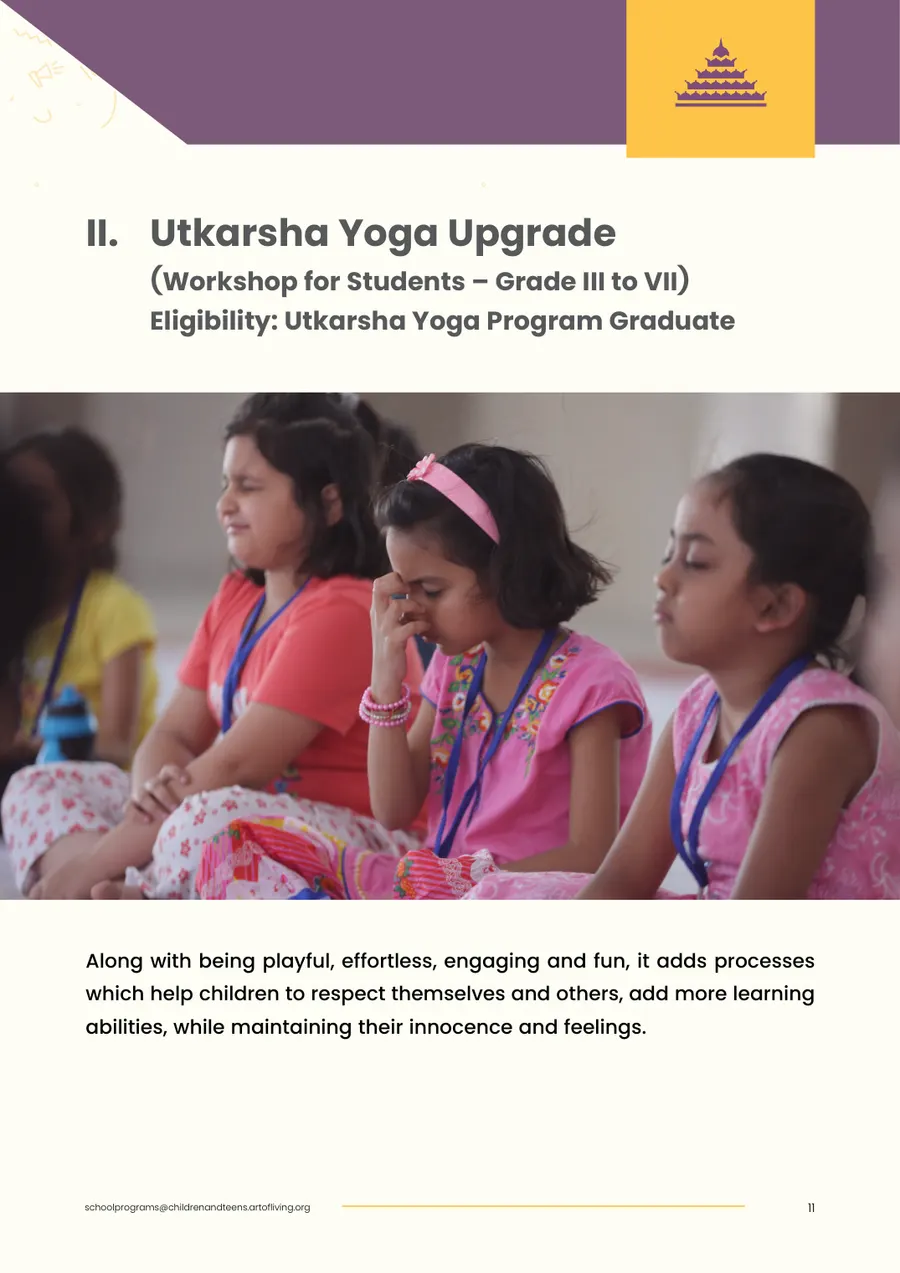 Proposal page 13: Utkarsha Yoga Upgrade