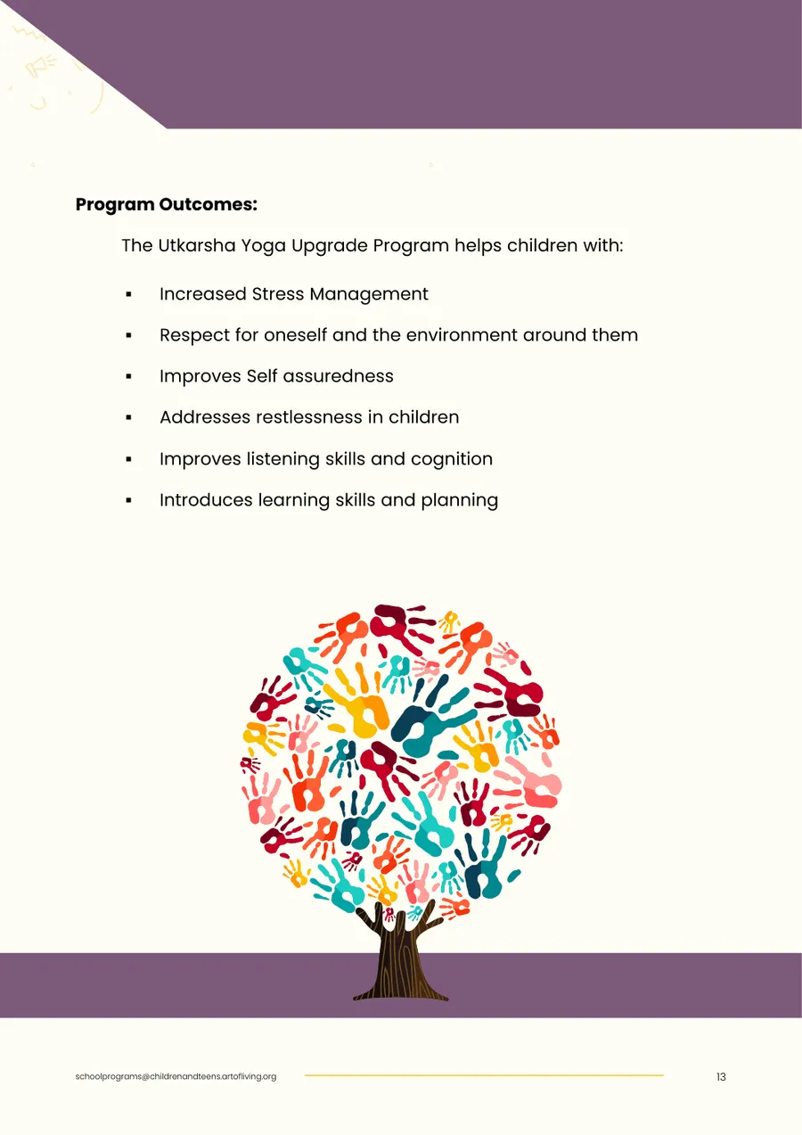 Proposal page 15: Utkarsha Yoga Upgrade program outcomes