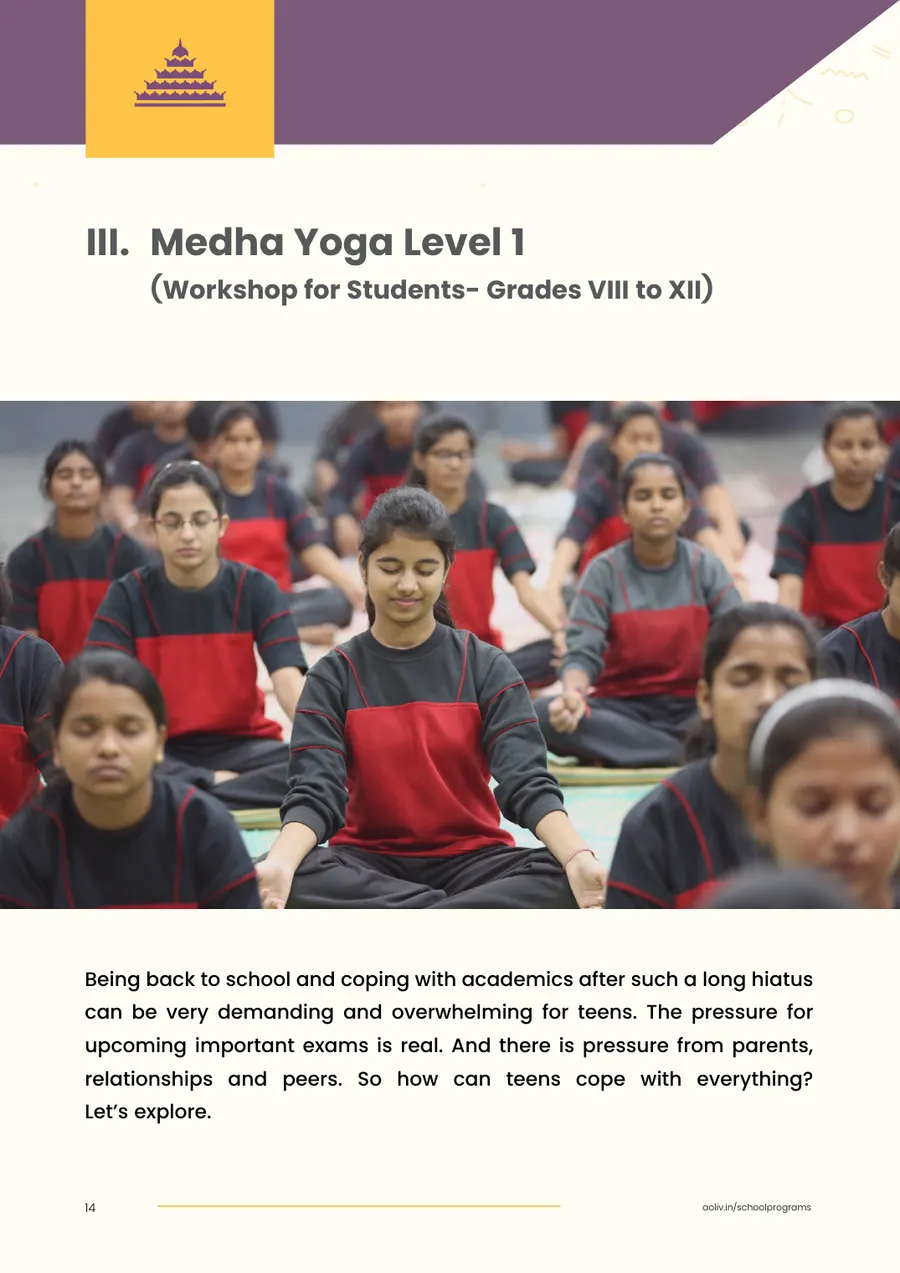 Proposal page 16: Medha Yoga Level 1