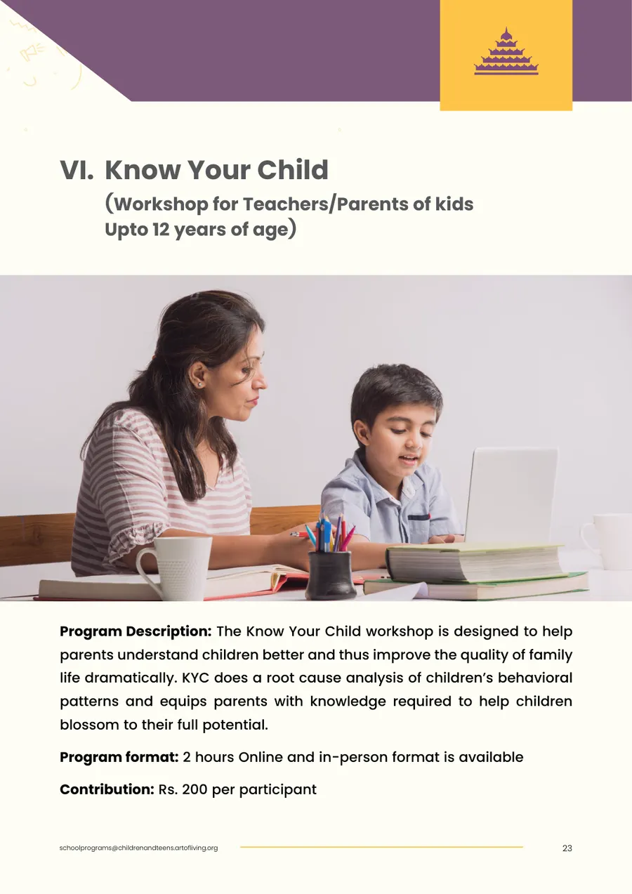 Proposal page 25: Know Your Child