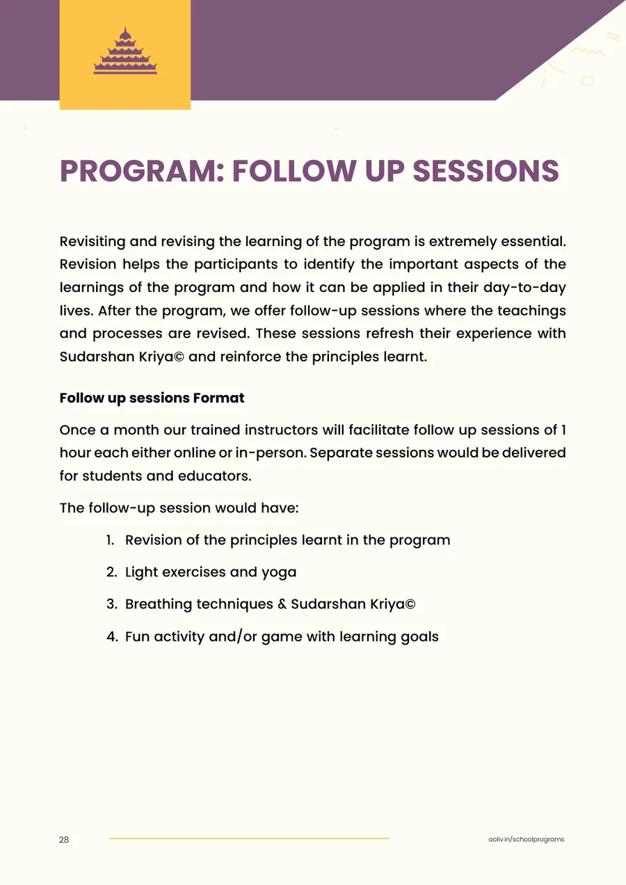 Proposal page 30: Follow-up sessions