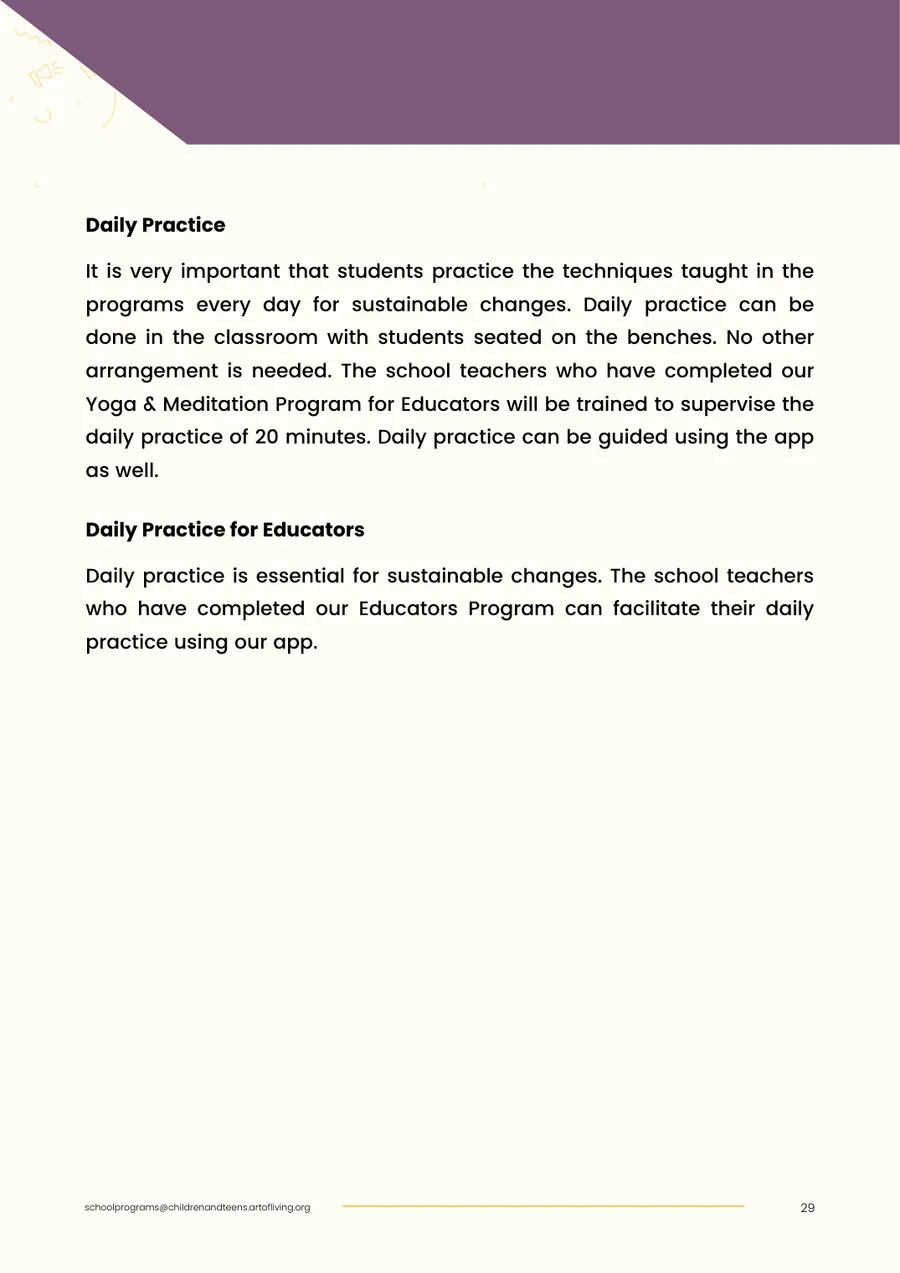 Proposal page 31: Daily practice